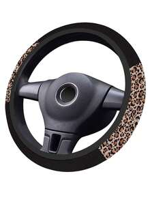 1pc Car Steering Wheel Cover With Leopard Print Pattern Decoration, No Inner Ring Design, Automotive Interior Accessories,Cheetah Print Car Stuff - Multicolor - View 6