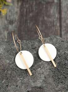 1 对波西米亚简约几何圆形和条形合金环状耳环，时尚多色合金耳环 - 彩色 - 查看 7