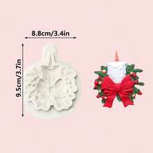 New Christmas Silicone Mold Bow Wreath Christmas Cake Decoration, Large & Small Lamp Post Decor, European Style Doorway, DIY Chocolate Baking Mold - Light Grey - View 4