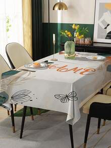 1 块定制矩形花卉桌布，添加您自己的文字，个性化桌布，防油且可擦拭，快速提升客厅氛围，营造舒适的家居氛围，适合婚礼、派对、餐厅、户外、野餐、所有季节和节假日
