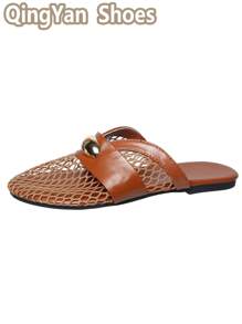 Breathable Mesh Slip-On Mules, Lightweight & Durable Rubber Sole, Fashion Versatile Indoor/Outdoor Wear, New Summer Hot Selling