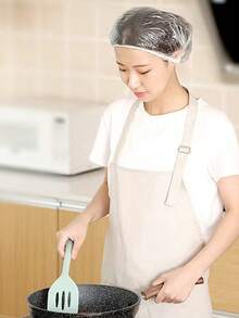 100/50/30/10件一次性浴帽套装，防水弹力沐浴帽，适用于沐浴、护发，加厚大号弹力浴帽，方便携带 - 白色 - 查看 3