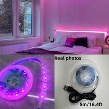 USB 供电粉色 LED 灯带，5V，60 个 LED/米，柔性 1 米/3 米/5 米，传统风格，塑料材质，不可拆卸，嵌入式安装，适用于卧室镜面桌饰，USB 供电灯 | 装饰照明 | 塑料条，卧室 LED 灯 - 粉色 - 查看 14