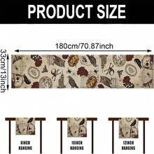 1 pieza Camino de mesa gótico vintage de Halloween de 33x183cm, mantel con calaveras de azúcar y rosas, decoración del Día de los Muertos para comedor, bufanda de cocina retro de terror, suministros para fiesta de esqueletos, tela de poliéster impermeable, decoración de otoño, decoración de Halloween, decoración de hogar - Multicolor - Ver 6