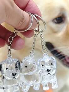 1个狗狗造型亚克力毛发收纳盒钥匙扣 - 可爱卡通小狗设计，黑白波点图案，可用于宠物美容、DIY宠物毛发整理、美容配件，趣味设计，钥匙扣配件，汽车配件，哥特风Y2K圣诞礼物，包包挂饰，汽车配件，送给老师、朋友、姐妹的礼物创意