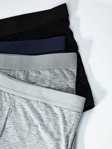 8pcs/Pack Men's Solid Color Cotton Briefs, Including Men's Boxer Briefs And Men's Trunks