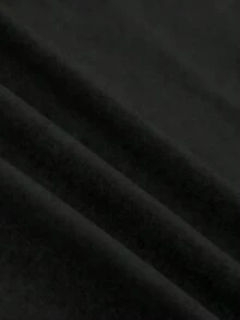 女士休闲修身蝴蝶印花荷叶边纯色套头圆领短袖连衣裙黑色夏季优雅 - 黑色 - 查看 5