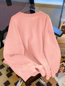 Felpa girocollo casual con stampa a lettere per ragazza pre-adolescente, adatta per la scuola, le vacanze e il ritorno a scuola, autunno, laurea, insegnante donna, adatta per uso quotidiano - Rosa - Visualizzare 3