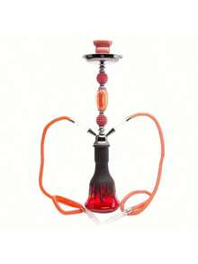 1 件跨境现货中号双管四管水烟壶，全套玻璃水烟管套装，带配件、水烟杆和烟斗，无需电力