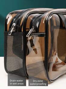 1个装化妆品收纳包，旅行化妆包，化妆刷包，洗漱包，透明PVC化妆包，手提洗漱包，化妆品收纳包，沙滩包，旅行必备 - 彩色 - 查看 6