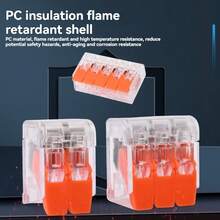48/80/130pcs Box: Super Fast Pole Line Connectors - 2,3,4 & 5 Port Cable Clamp Wire Connectors, Electrical Wiring Connector Assortment Kit, Electrical Cam-Type Connectors, Suitable For Various Wire Types, Quick Disconnect Compact Splice Connector Terminal Kit, Comes With Transparent Box - Orange - View 7