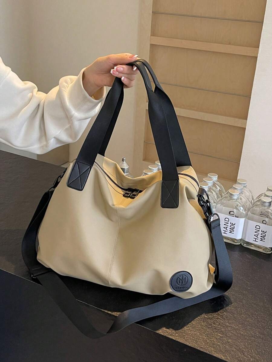 Minimalist Casual Solid Color Tote Bag For Women, Crossbody Style