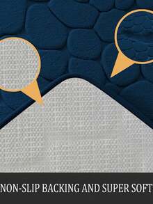 1 Piece Navy Blue Stone Texture Embossed Highly Resistant Absorbent Non-Slip Bathroom Doormat, Single Piece Or Bathroom Decorative Rug Floor Rug Outdoor Rug Door Mat Summer Bathroom Accessories Back To School - Navy - View 7
