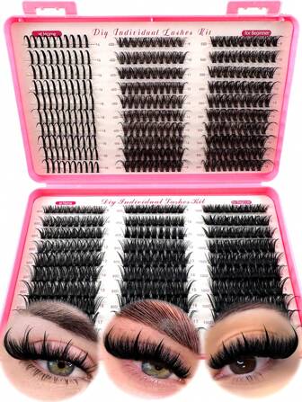 580pcs/Pack Extra Dense And Fluffy Wispy False Eyelashes, Mixture Of Spikes 40/50/60/80/100mm, Faux Mink Lashes, 0.07mm D Curl, 9-18mm Mixed Length, Natural & Soft, Suitable For Any Style, Reusable Makeup Accessories Lash Clusters, Eyelash Clusters, Individual Eyelashes, Lashes, Fake Lashes