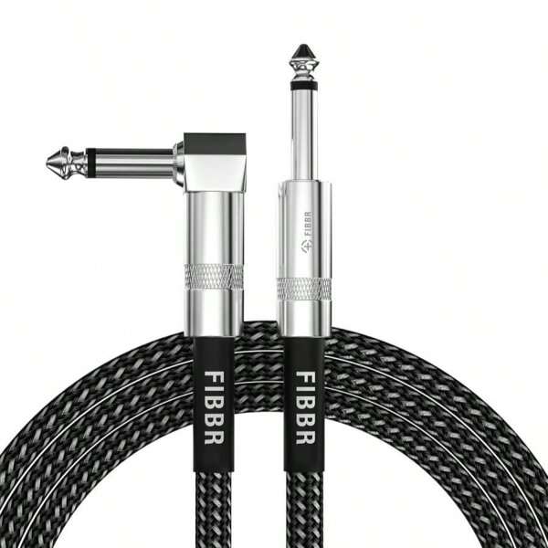 FIBBR Guitar Cable 3FT Professional Instrument Cable 1_4 Inch TS Straight To Straight Electric Guitar Bass AMP Cord For Guitar, Bass, Mandolin, Keyboard, Pro Audio - Nylon Braided (Black)