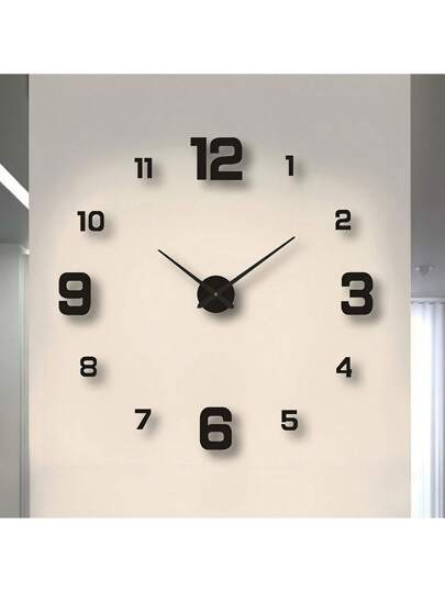 1pc Nordic Silent Self Adhesive Acrylic Wand Clock, 40cm/50cm/80cm/100cm, DIY Digital Sticker Luminous, Perfect Battery Powered (Battery Not Included), Living Room, Bedroom, Kitchen Home Room view 3