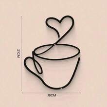 [Luxury Iron Art Wall Hanging Art] 1pc/3pcs Modern Black Metal Coffee Cup Wall Hanging Art, Graphic Pattern Sculpture, Cultural Theme Wall Hanging Decoration, Suitable For Living Room, Dining Room Background, Indoor Use - Luxury Iron Art Wall Hanging Art Room Decor Bedroom Decor Home Decor Wall Decor - Black - View 9
