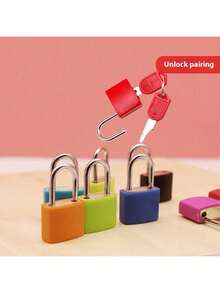 Candado mini con llave, candado pequeño multicolor con llave, candado de metal colgante, candado de equipaje, con cubierta de plástico, candado colgante con llave de cobre, apto para equipaje, mochila, caja, bolso de laptop - Multicolor - Ver 2