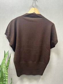 SHORT SLEEVE MODAL KNITTED BAT TOP - Màu nâu - Xem 2