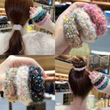 136 件弹性发圈套装，高弹力耐用发圈，厚发圈，不伤发，时尚发饰，马尾辫夹，发圈，发绳，橡皮筋