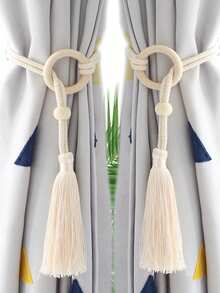 2Pcs Flower Curtain Clip Simple Tassel Curtain Buckle Tiebacks Adjustable Ball Shape Curtain Rope Creative Gauze Curtain Strap Room Accessories Gifts Birthday Graduation - Multicolor - View 12