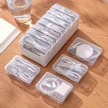 1 Set Plastic Cable Organizer Box With 7 Transparent Storage Containers - Non-Waterproof, Multi-Purpose Desktop Cable Management, Chargers And Accessories Organizer With Cord Winder (Cables Not Included)