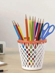 1 件双色篮球桌面收纳盒，大容量笔筒，简约桌面收纳盒，创意办公和学生文具用品，适用于学校用品，返校