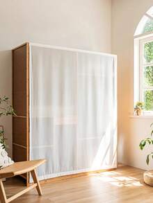 1 件装衣柜粘性防尘窗帘，钩环网状窗帘，适用于客厅/厨房，透明隔断 - 白色 - 查看 8