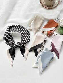 1 件装条纹头带套装 - 6 种颜色真丝发巾和丝带，适合女士和女孩 | 日常、海滩、运动、派对发饰优雅发带、学校用品、大学