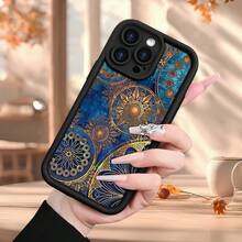 [Teléfono] Teléfono móvil elegante con un hermoso patrón de escalera de ojos, diseñado tanto para hombres como para mujeres. Ofrece un agarre cómodo y es compatible con varios modelos, incluidos 16, 15, 14, 13, 12, 11 y SE, lo que lo convierte en un amigo, pareja y familia. - Negro - Ver 3