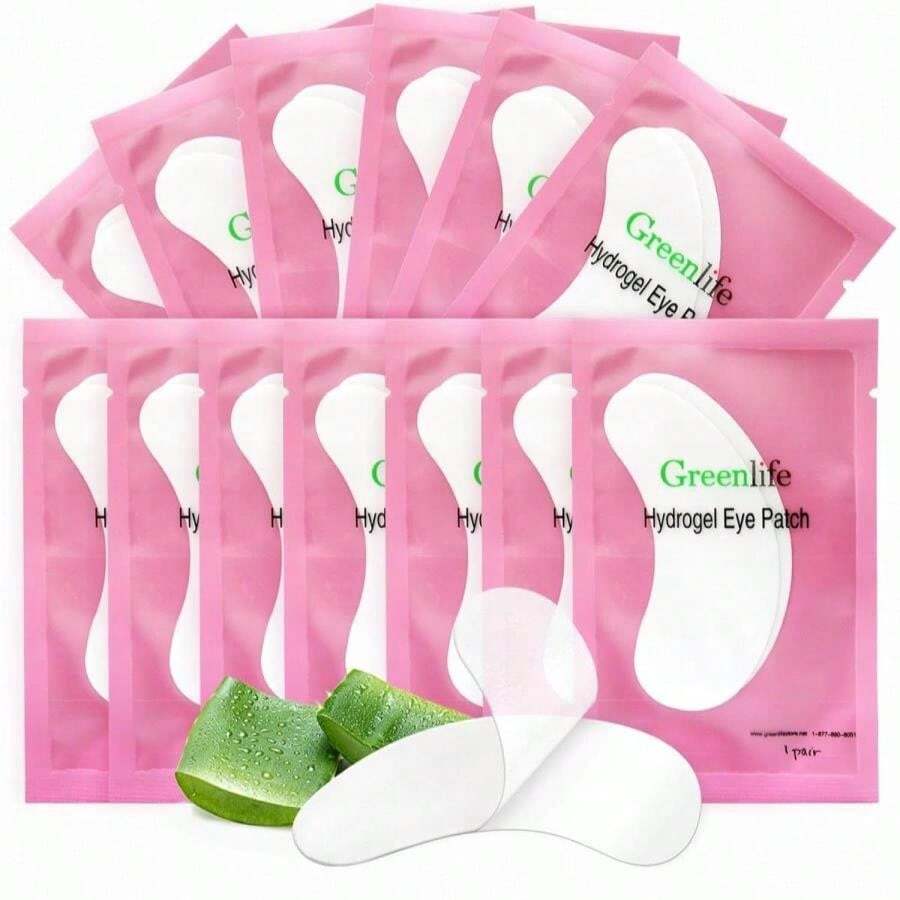 50 Pairs GreenLife 100% Naturel Eyelash Extension Under Eye Gel Pads Patches Kit Collagen (50 150 300 Pairs) With Aloe Vera Hydrogel Eye Patches Set For Eyelash Extension Supplies Tools - 白色 - 查看 1