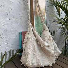 Women Shoulder Bags - 麻本色流蘇 小號磁扣 - 查看 4