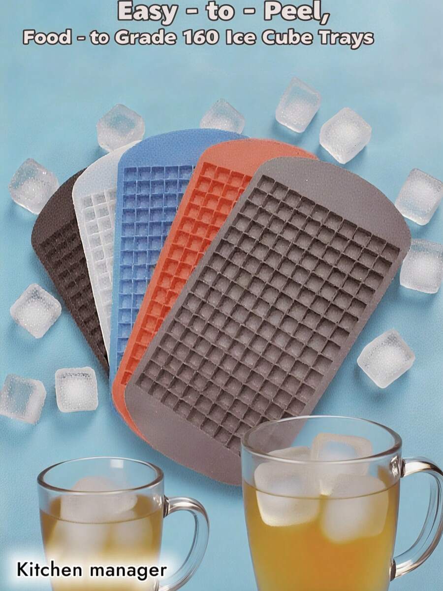 1 个小方形 160 格硅胶冰格，具有良好的耐寒性和耐用性，冰模，布丁模，适用于家庭、酒吧等场所，使用方便。