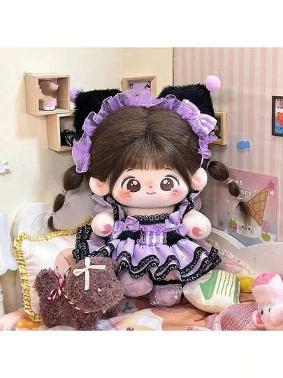 طقم فستان دمية 20 سم، ملابس دمية لطيفة باللون البنفسجي الغامق، متوفر في المخزون، تصميم أصلي، مناسب للعودة إلى المدرسة، التخرج، الترفيه، حفلة العطلات، هدية عيد ميلاد الصديق المقرب (الدمية غير مشمولة)