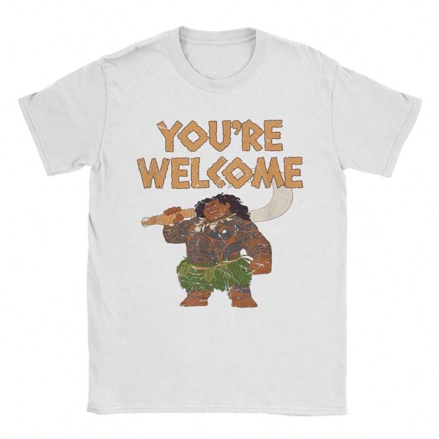 COOL SUMMER Moanass Maui Confident Pose You're Welcome Graphic Print T Shirt Men Women  Cotton  Tee Shirt Clothing - 白色 - 查看 1