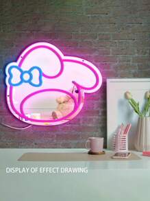 Sanrio 1pc Bedroom Wall Mirror Anime Melody Rabbit Neon Lights, Dressing Table, Dressing Room, Living Room, Hallway, Neon Lights, Mirror Strip Dimmable LED Light Strip, Home Bathroom Decoration, Dressing Light USB/Battery Powered LED Neon Lights, Pink Bedroom Wall Decoration, Suitable For Rooms, Valentine's Day Parties, Birthdays, Wedding Gifts, Home, Christmas Decoration, Giving To Girlfriends, Wives, Friends, Family, Lovers