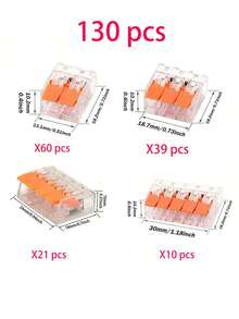 48/80/130pcs Box: Super Fast Pole Line Connectors - 2,3,4 & 5 Port Cable Clamp Wire Connectors, Electrical Wiring Connector Assortment Kit, Electrical Cam-Type Connectors, Suitable For Various Wire Types, Quick Disconnect Compact Splice Connector Terminal Kit, Comes With Transparent Box - Orange - View 10