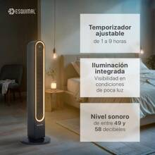 Ventilador de Torre 106 cm con Luz Led Ambiental 60W Pantalla Táctil con Temperatura, Oscilante 150°, 3 Velocidades, Temporizador 9 hrs y Control Remoto