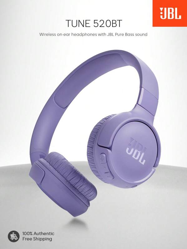 JBL Tune 520BT On-Ear Headphones With Call Noise Cancelling Up To 57H Battery Life Speed Charge Lightweight Foldable Design Bluetooth 5.3 Wireless Hands-Free Calls With Voice Aware