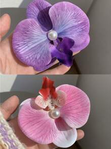 1 pieza Pinza de pelo con flor azul de orquídea acrílica soñadora y dulce, accesorio de pelo para salidas y sesiones de fotos, accesorio de pelo con flores