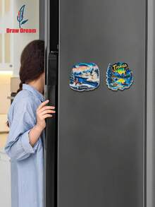 1 件挪威特罗姆瑟雪夜极光 3D 立体冰箱贴，创意精致文化旅游纪念品冰箱贴，家居、厨房、房间装饰配件工艺品 - 彩色 - 查看 8