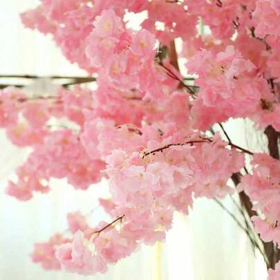 1 pieza Rama artificial de flor de cerezo de seda de 100cm, ignífuga, decoración de fondo de pared para boda y fiesta, decoración interior de patio, centro de mesa para boda y fiesta, decoración de jardín exterior, habitación, baño, oficina, patio, regalo del Día de la Madre