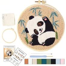 1 Set Dolphin Diy Punch Needle Kits For Kits Beginners Starter Hoop Embroidery Punch Needle Starter Craft Set For Diy Gift Home Decoration 7.87*7.87inch