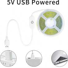 Berührungssteuerter LED Schminklicht-Streifen - USB betrieben, dimmbar Schminkspiegel Hintergrundbeleuchtung mit 320 COB LEDs/M, Warm/Natur/Kühlweiß Optionen für Badezimmer & Schlafzimmer Dekoration