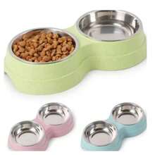 Double Pet Bowls Dog Food Water Feeder Stainless Steel Pet Drinking Dish Feeder Cat Puppy Feeding Supplies Small Dog Accessories