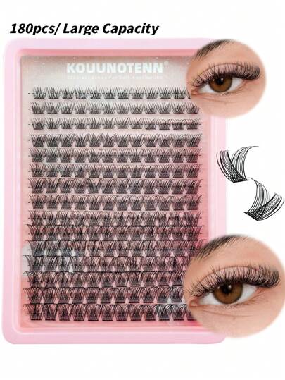 180 قطعة رموش مستعارة طبيعية بتقوس D ذات سعة كبيرة، تمديد رموش طبيعي ناعم DIY بشريط رفيع ناعم بطول 10-18 مم وطول شعيرة 6 مم، رموش طبيعية خفيفة، عناقيد رموش فردية مناسبة للحفلات والمكياج، عناقيد رموش، رموش فردية، رموش مستعارة