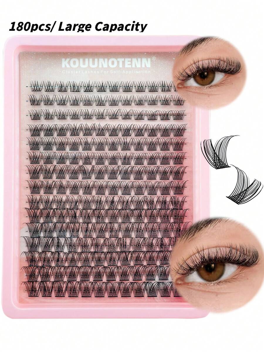 180 piezas de pestañas postizas de aspecto natural con rizo D, suaves y naturales, aptas para extensión de pestañas DIY, tallos de pestañas finos y suaves, longitud de 8-16 mm, pegamento para pestañas de 6 mm, delicado y natural, pestañas individuales, adecuado para maquillaje de fiesta