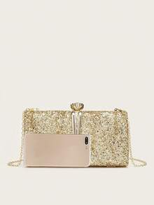 女士时尚优雅亮片手拿包 - 金色 - 查看 5