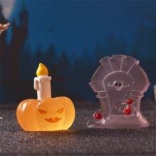 6pcs Halloween Luminous Decor Stone Tablet, Pumpkin Micro Landscape Desktop Ornament, Glowing Car Interior Decor Home Decor Halloween Decor Room Decor