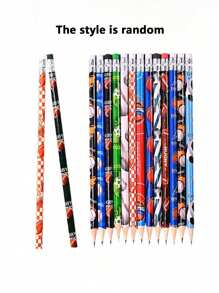 Set di 12 matite a tema sportivo con gomme, matite a tema calcio, baseball, basket, football, forniture per studenti e ufficio, regalo per il ritorno a scuola